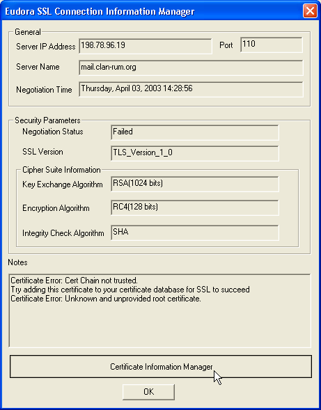 Certificate Information Manager