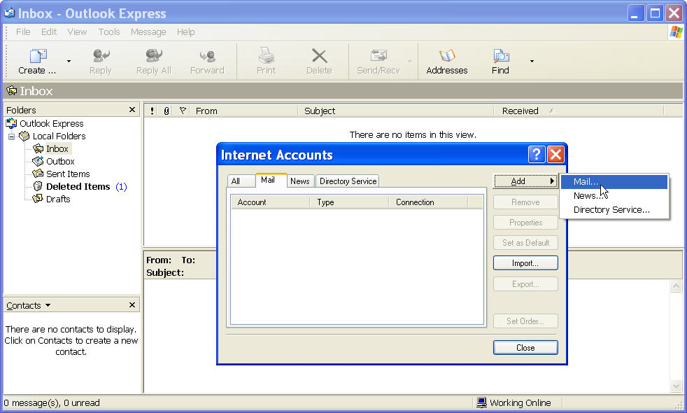 Tools/Accounts/Add/Mail