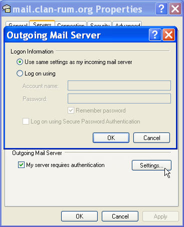 Use same settings as my incoming mail server